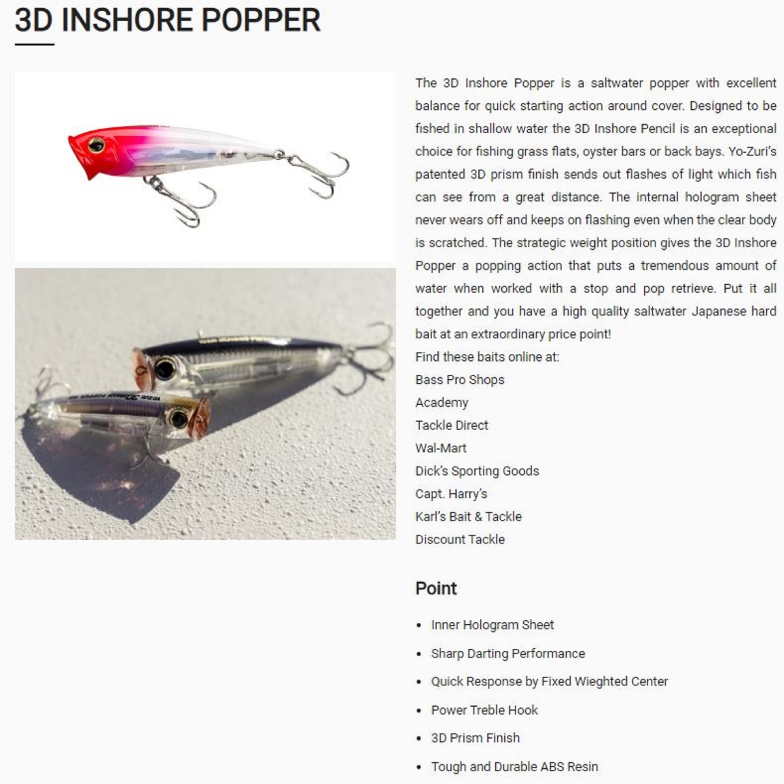 Leurre Yo Zuri Duel 3D Inshore Popper 120F Flottant - R1412-GHIW (1030)