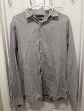 Perry Ellis Mens Shirt Large Checkered Long Sleeve Button Down Slim Fit