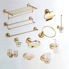 Gold Color Brass Bathroom Accessories Set Bath Hardware Towel Bar szh132