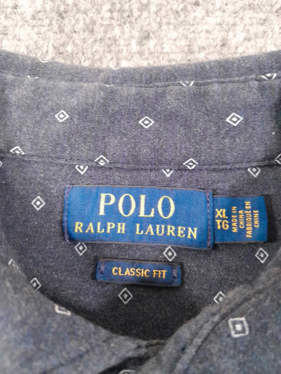 PONY Polo Ralph Lauren camicia uomo XL polo blu vestibilità classica 3 bottoni diamante preppy