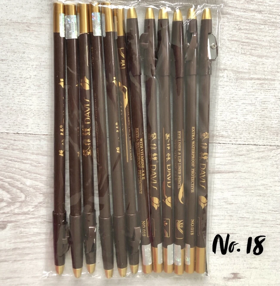 12 Pack Eyebrow Pencil Davis Waterproof Eye & Lip Liner colour 003 & 018 & 01 - Image 2 of 4