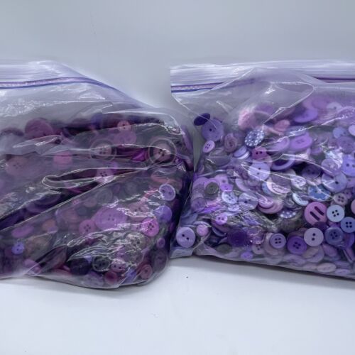Plastic Purple Mixed Lot Sewing Crafting Buttons Almost 6 Pounds