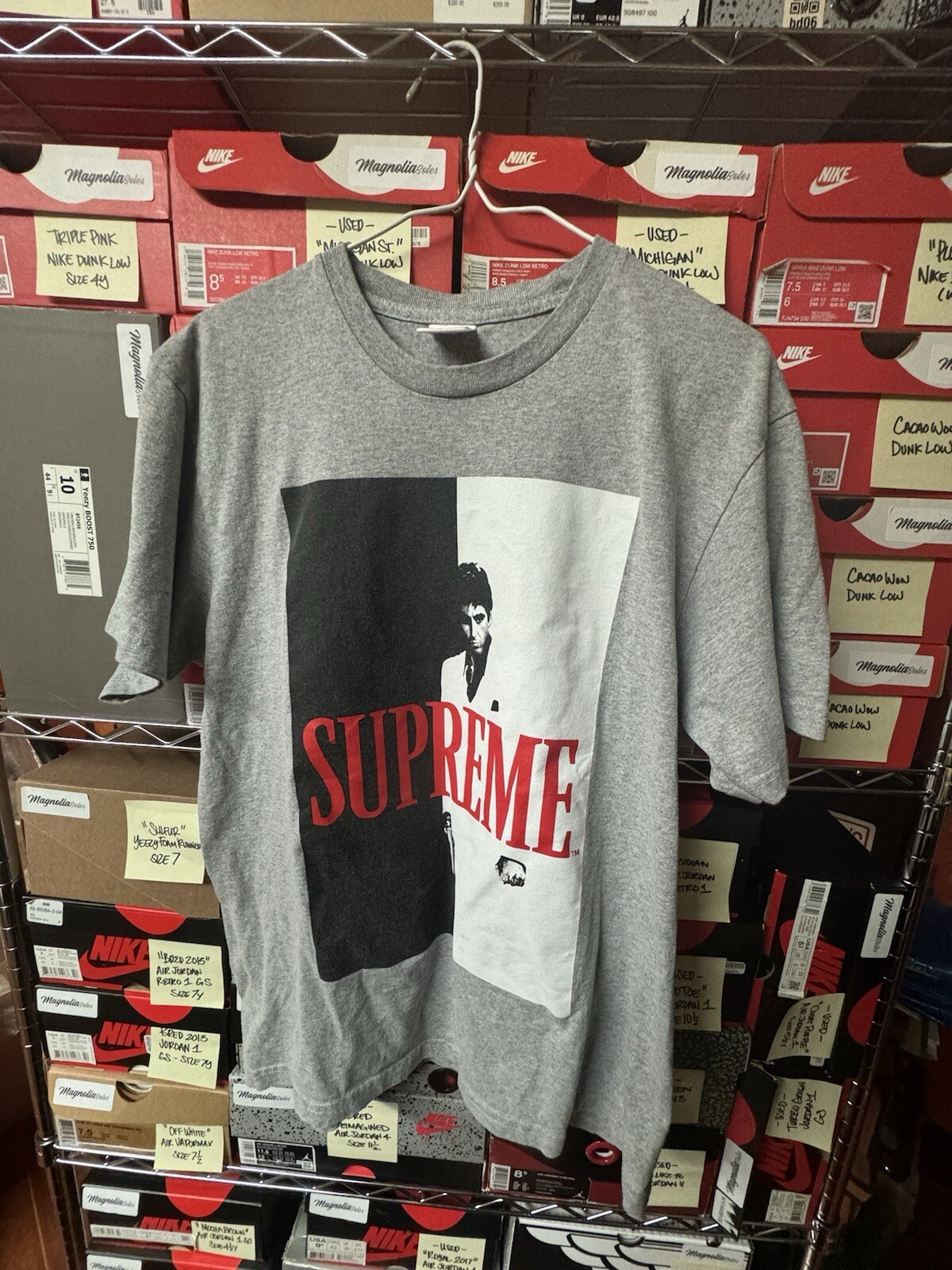 Supreme Scarface Split Tee Heather Grey Size M FW… - image 1