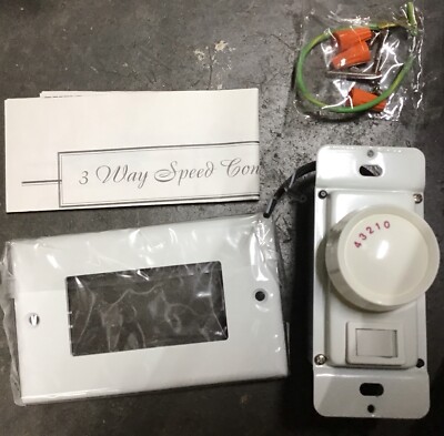 Concord Speed Control 3 Way Fan Switch PD-006 White Wall Control 323L2 (b69)