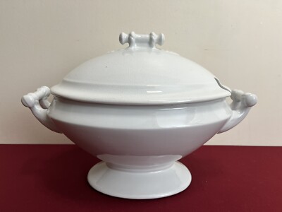 🔵🔵 Antique ~1890's J&G Meakin White Ironstone China Soup