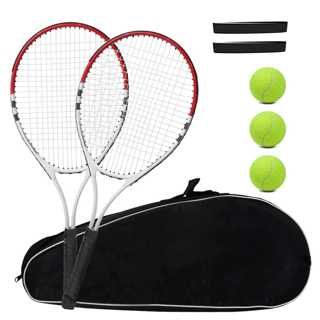 27 Inch Lightweight Tennis Racket with Balls,Carry Bag & Overgrips for Men Woman