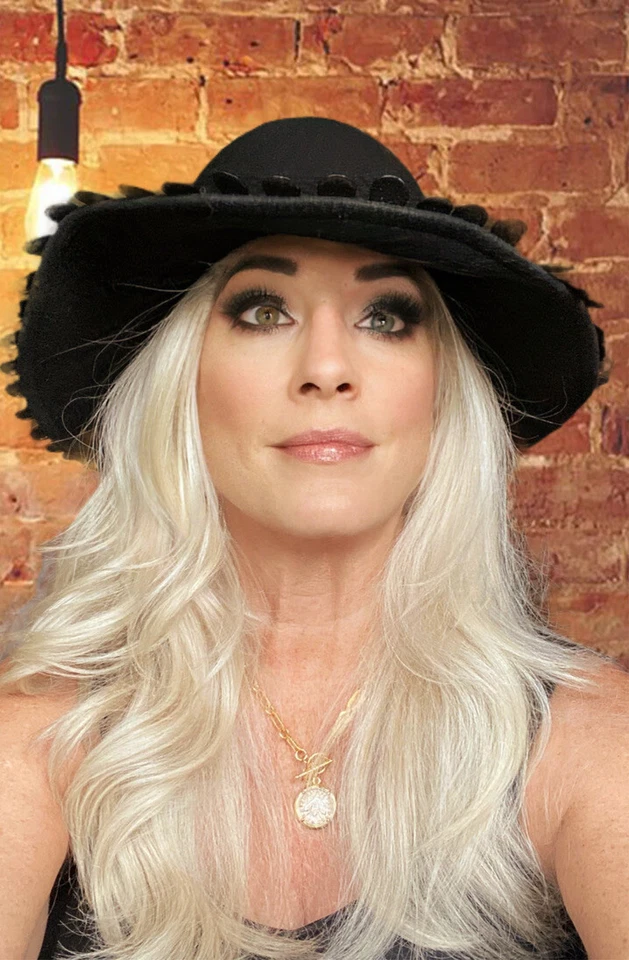 VTG Coralie Ladies Black Felt Wide Brim Hat  w Bow Church Derby 14" M/L Head - Image 2 of 4