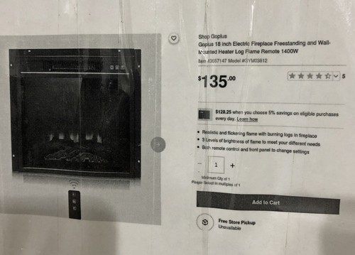 Gymax 1400W Electric Fireplace Log Insert Realistic Flame Heater Remote Control - Picture 2 of 2