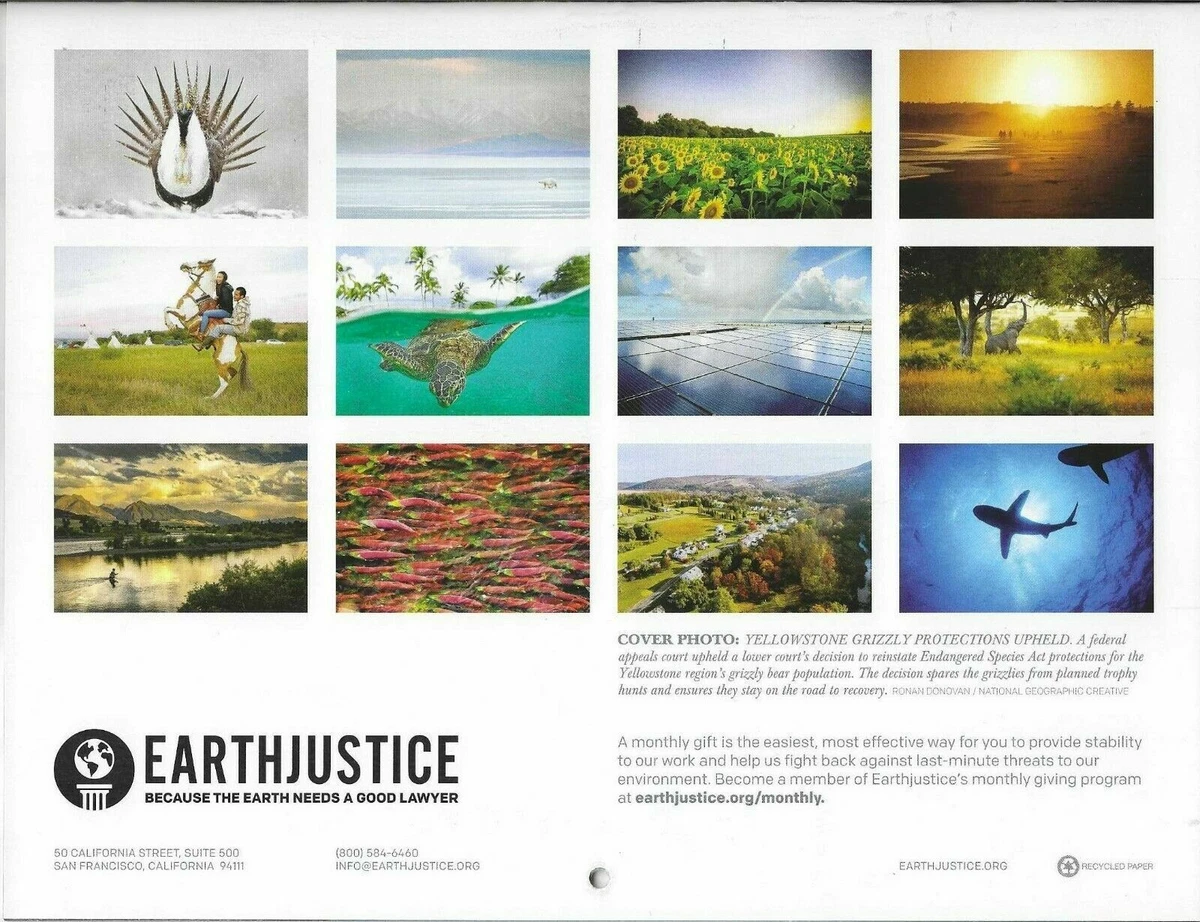 Earthjustice - Victories for the Earth - 2022 Wall Calendar - 16 Months |  eBay