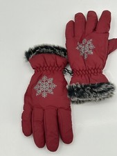 Unbranded NWT Burgundy Gloves W/Snowflake Design Faux Fur Cuffs Small Woman  s