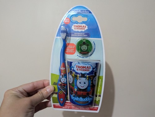 Thomas & Friend Brush Buddies 3 Piece Soft Toothbrush Cup with Percy Cap Set NEW