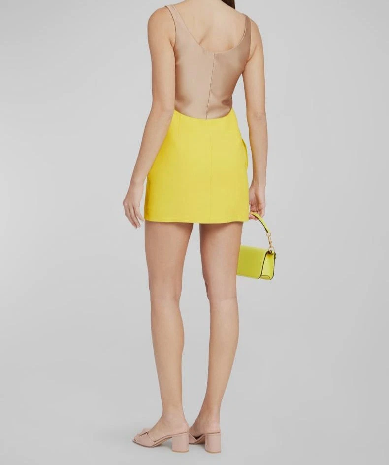 Valentino mini abito donna giallo bicolore aderente taglia M L