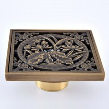 Antique Brass Square Shape Bathroom Floor Drain Waste Grate Shower Drain 2hr080