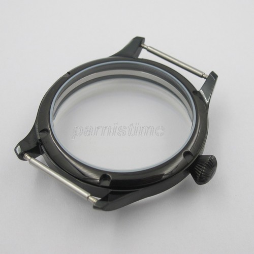 Custodia orologio 44 mm PVD rivestita di nero spazzolato adatta movimento ST3600 6497/6498 - Foto 5 di 5