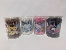 Kitty Cinnamonroll Pompompurin Kuromi Cotton Swabs Q-tips 80pcs x 4 Daiso Japan
