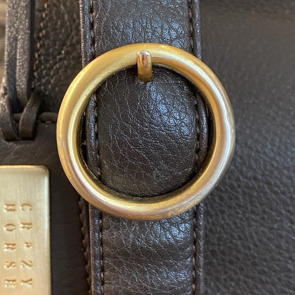 Bandolera de cuero marrón vintage Crazy Horse leer Foto 3 de 4