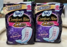 SOFY Cottony Soft Comfort Nite 42.5cm Longest 100% No Back Leak 8s - 4 Packs