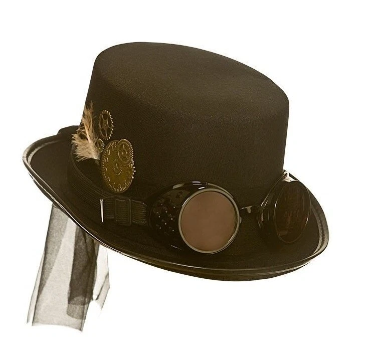 STEAMPUNK HAT with Goggles Halloween Fancy Dress Band Steam Punk Unisex Adult - Image 1 of 1