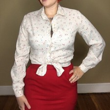 Vintage 70s Striped Floral Button Down Shirt