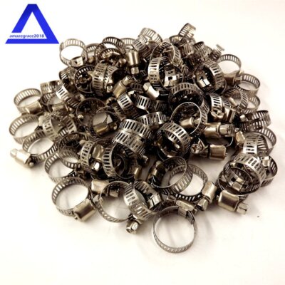 100pcs 1/2''-3/4'' Adjustable Stainless Steel Drive Hose Clamps Fuel Line Worm