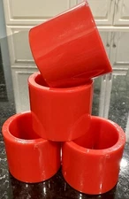 16 Vtg. Christmas Red Napkin Rings Holder Acrylic Round Kitsch Bardwil Holiday