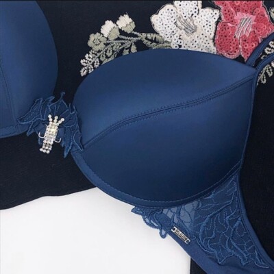 Bra & Panties Set 36B Sexy Lingerie Blue Satin Set Balaloum | eBay