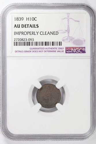1839 Seated Liberty Half Dime NGC AU Details H10c