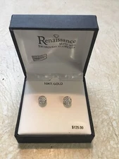 NEW! Renassiance Swarovski 10K Yellow Gold Stud Earrings
