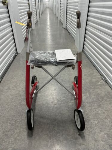 New Open ByAcre Rollator Carbon Ultralight Walker Regular Track Strawberry Red