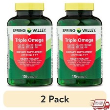 2 Pack Fish Oil 800mg Flax Oil 800mg Heart Health Dietary Supplement 120 Count