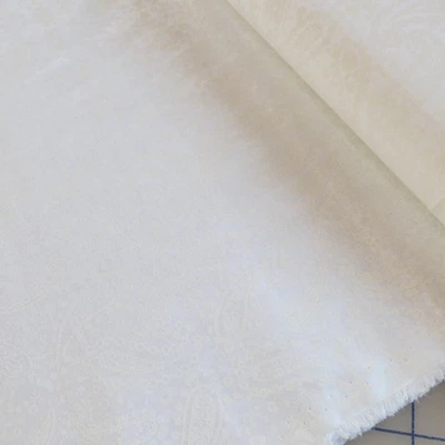 MDG Yard ~ White On White Paisley Design ~ $3.99 Ships Any Amount Of Fabric.