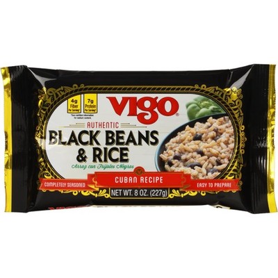 Vigo Authentic Black Beans & Rice 8 oz Low Fat Cuban Style Pack of 12