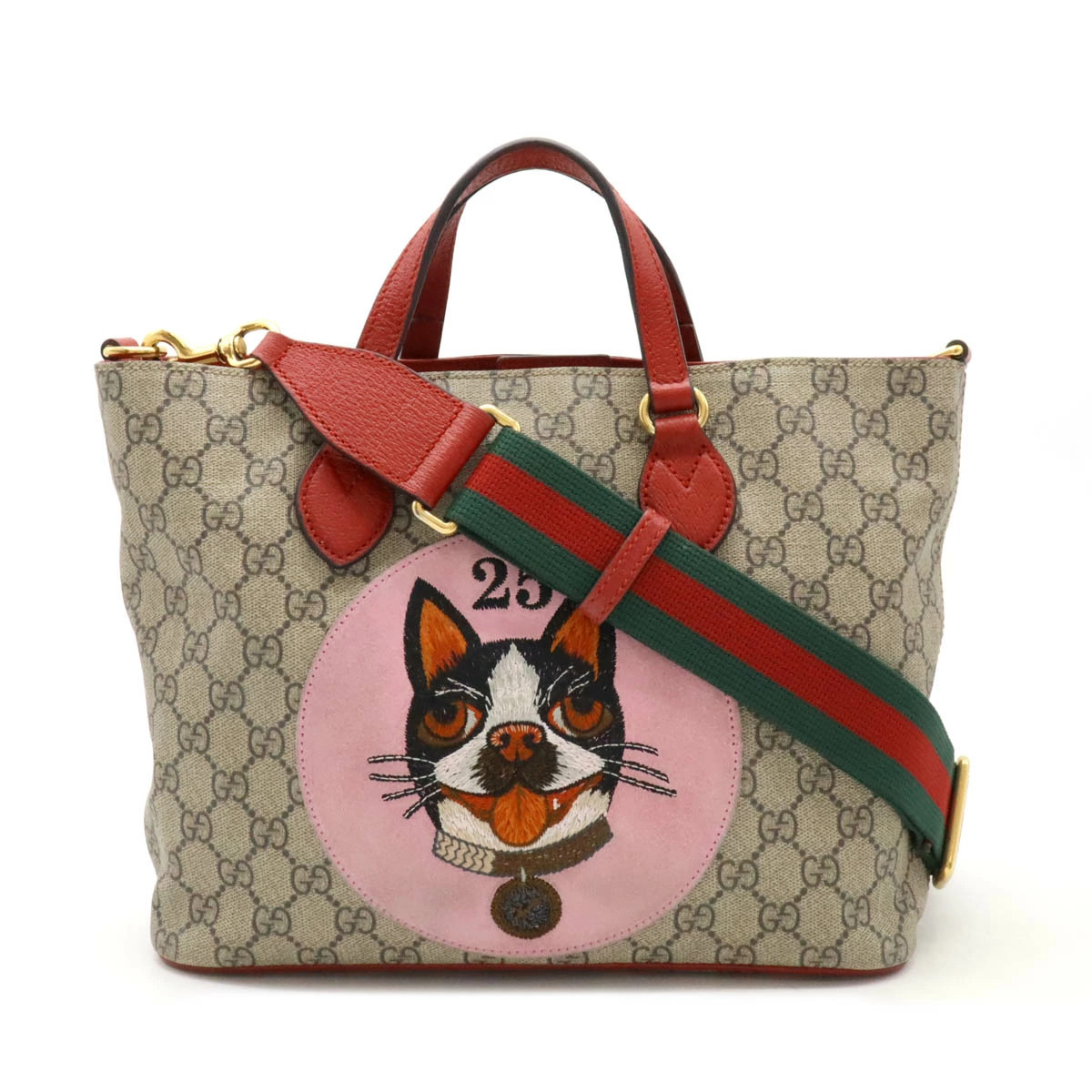 GUCCI GG Supreme BOSCO dog Shoulder Bag Tote beige pink red | eBay