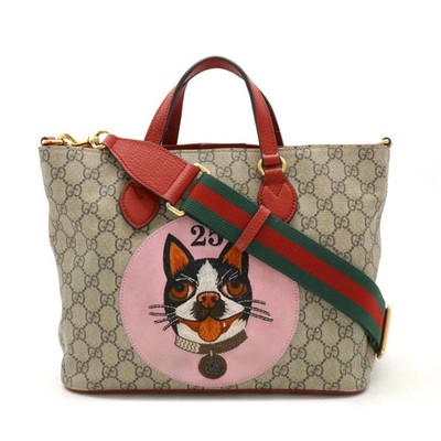 GUCCI GG Supreme BOSCO dog Shoulder Bag Tote beige pink red | eBay
