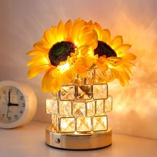 Sunflowers Flower Lamp,Rechargeable Cordless Touch Table Lamp,3-Colour Infini...
