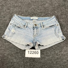 Bullhead Boyfriend Shorts Womens 1 Blue Denim Cotton Stretch Cuffed Distressed