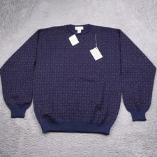 NWT Vintage Tricots St Raphael Sweater Mens XL Navy Geometric Pure New Wool