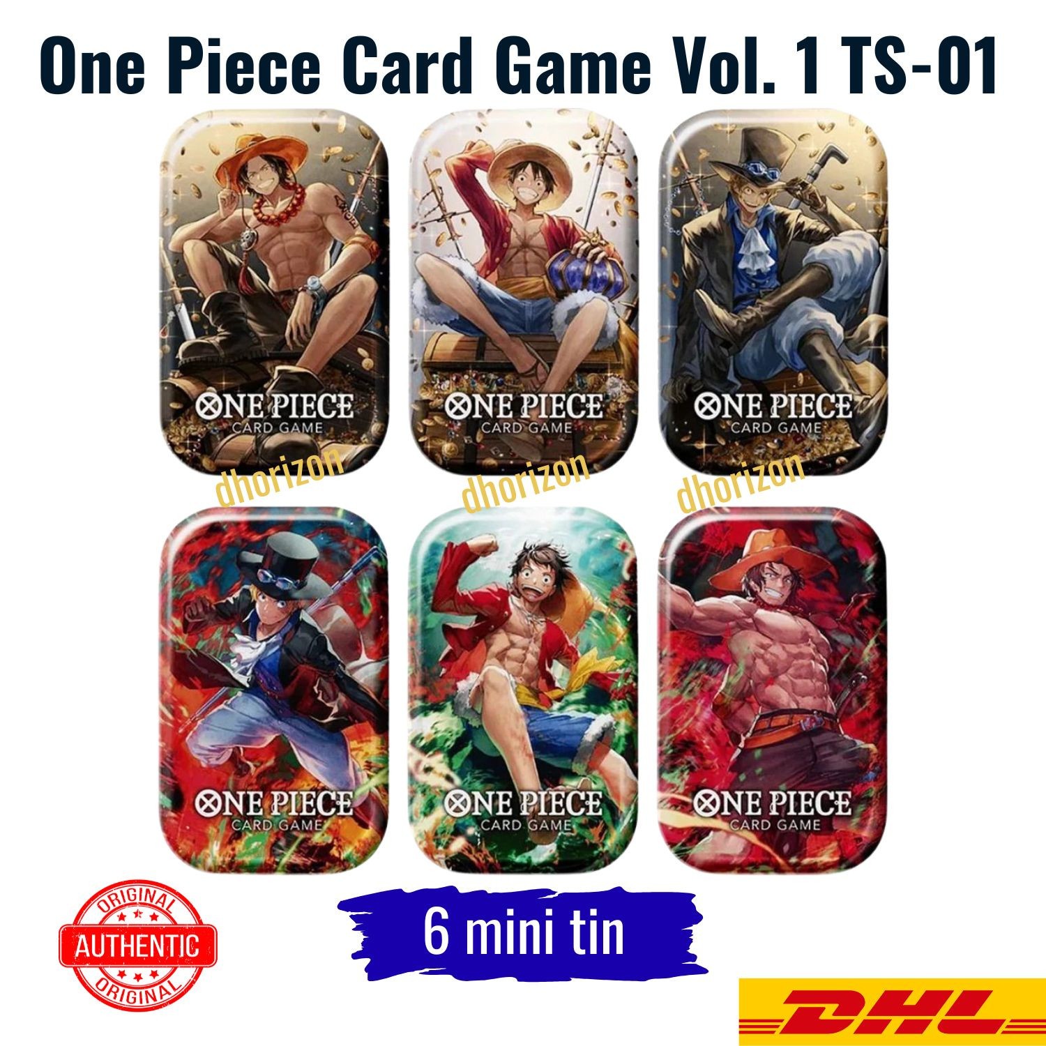 One Piece Card Game Mini-tin Pack Set Vol.1 Asian Limited - Set of 6 Mini Tins