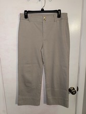 Chico s Tan Beige Lightweight Capri Pants Size 1 Equivalent To 8 MINT Stretch