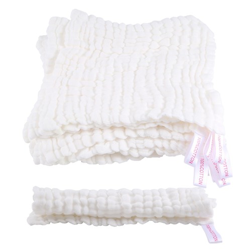 Lot De 10 Gants De Toilette Mousseline Bébé - Serviettes Douces Coton Bio 25x25cm