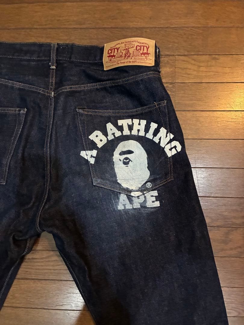 A BATHING APE Straight Denim Pants Jeans Navy XL Inseam 70cm BA0226133 thumbnail 6
