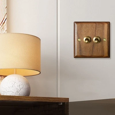 Retro Black Walnut Wood Home Light Switch Toggle Switch 86mm Brass Lever