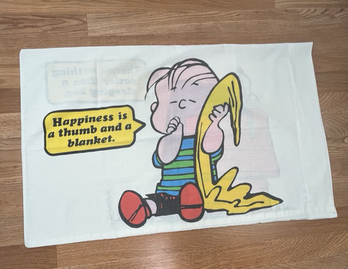 Vintage 1971 Peanuts Linus and Snoopy Pillowcase- Double Sided