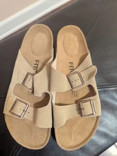 Men’s Fitory Sandals Arch Support Slides Brown Size 13 Leather Insole