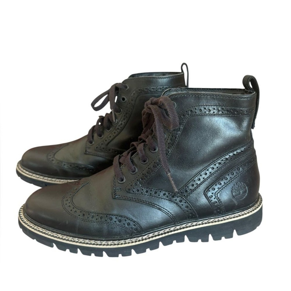 靴 Timberland Wingtip Boots Timberland Black Britton Hill Wingtip Boots Leather Oxford Mens
