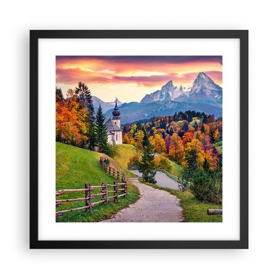 Wandbilder 40x40cm Poster Berglandschaft Weg Kirche Wandposter Bilder Wanddeko