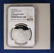 2022 Silver Proof 1oz £2 coin "City Views - Rome" NGC PF69 with Case & COA