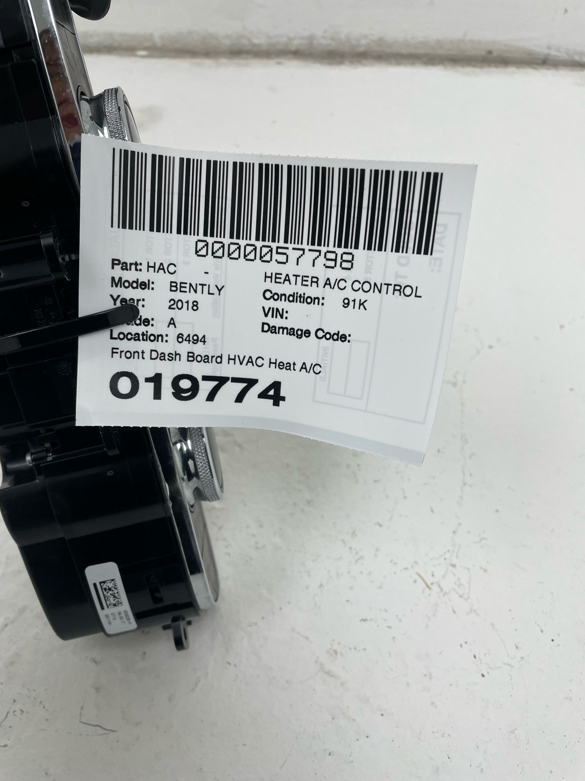 2015-2020 BENTLEY BENTAYGA Front Dash Heat A/C CLimate Temperature Control Panel