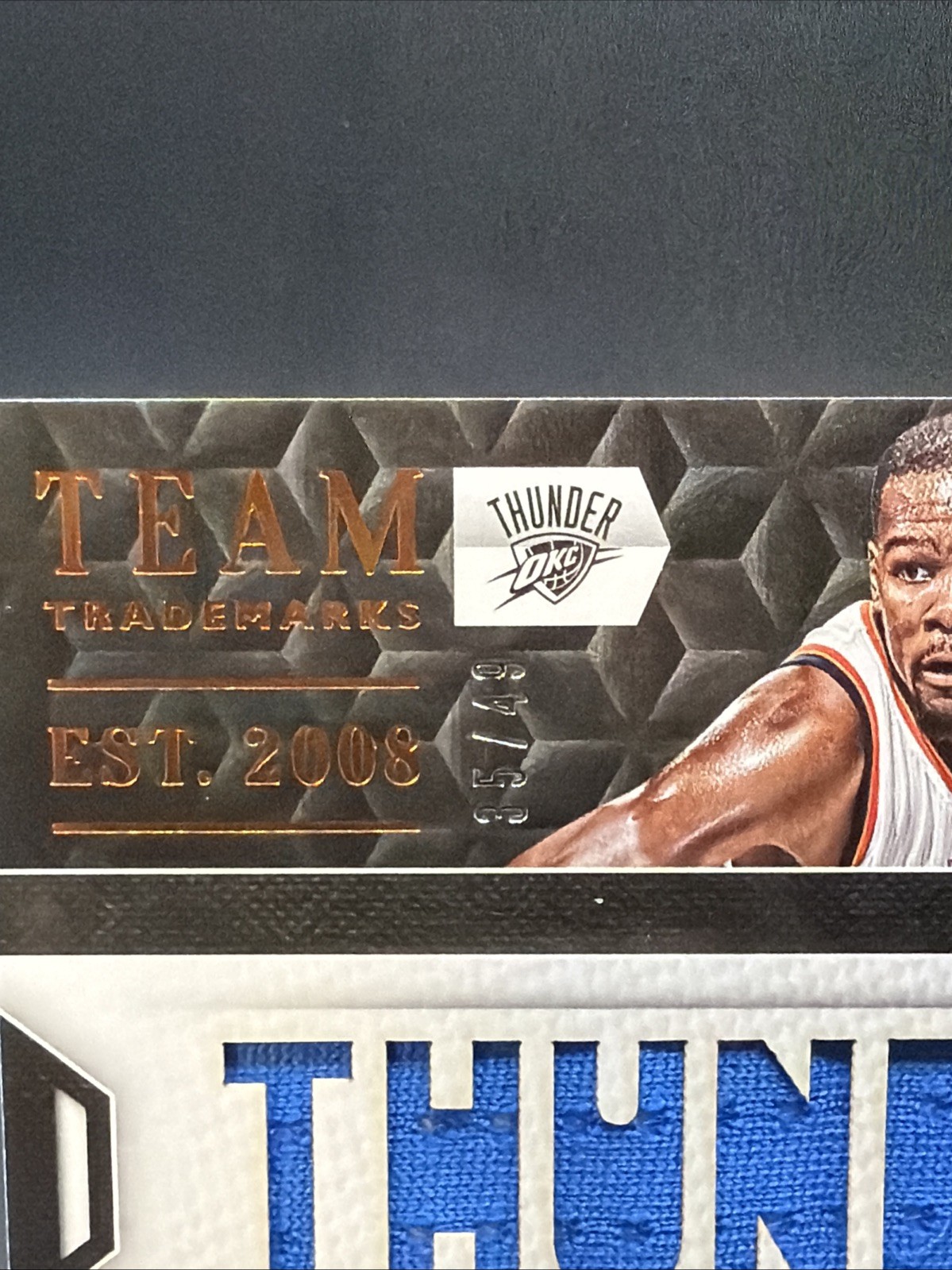 2015-16 Panini Limited Team Trademarks Kevin Durant 35/49 Game Used JERSEY NUMBE view 2