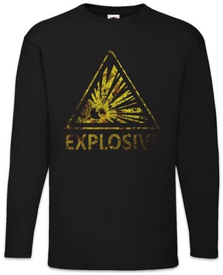 Caution Explosive Vintage Logo Sign Langarm T-Shirt Warning Danger Explosion TNT